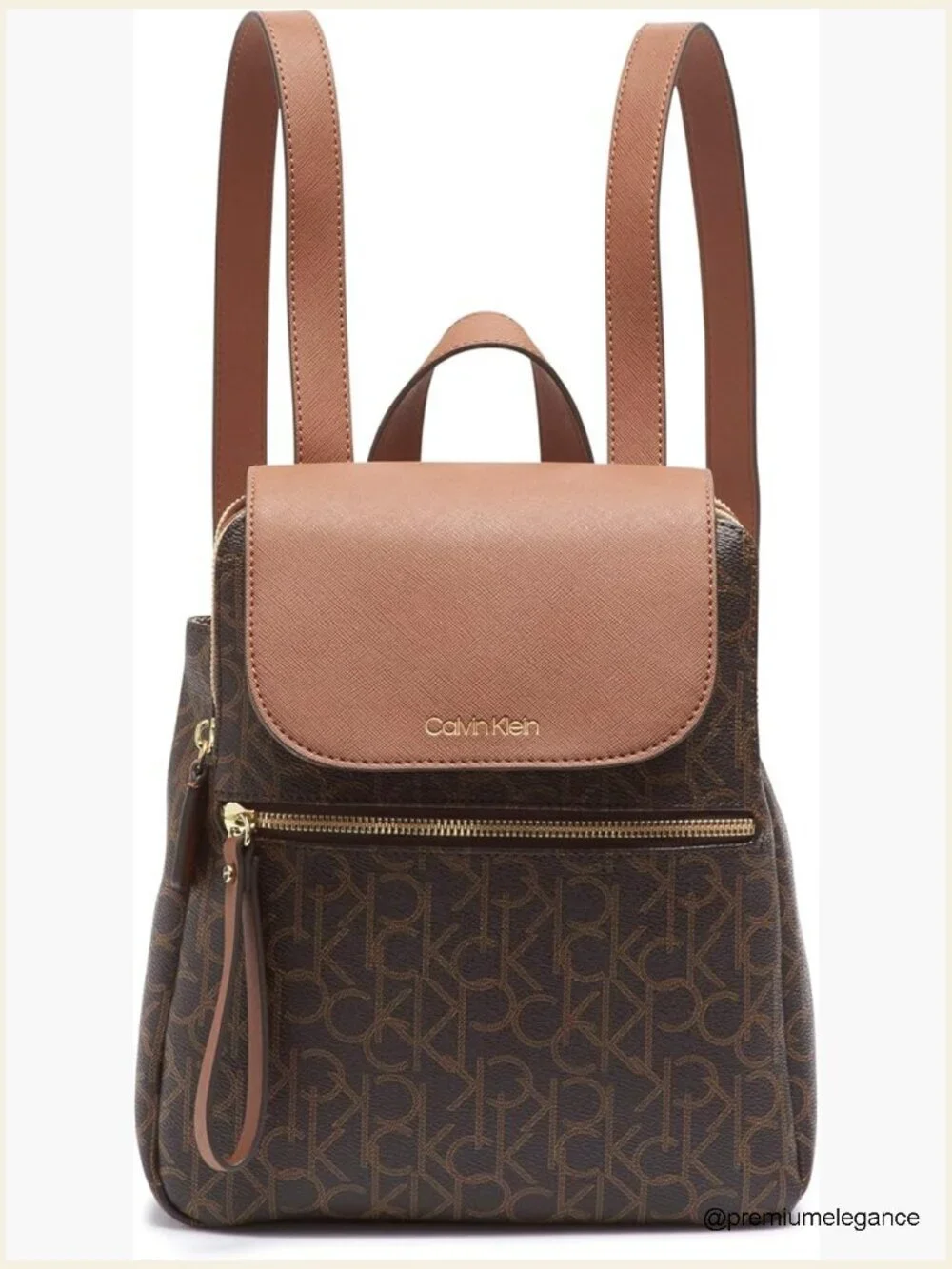 Signature Logo Flap Backpack, Anti-Theft Pocket, Adjustable Straps